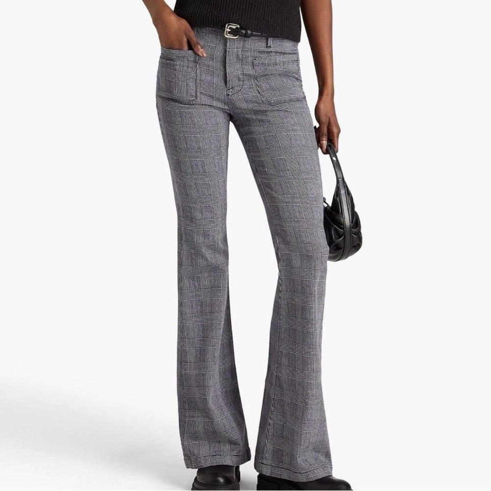 Frame Denim Black and White Plaid Pants